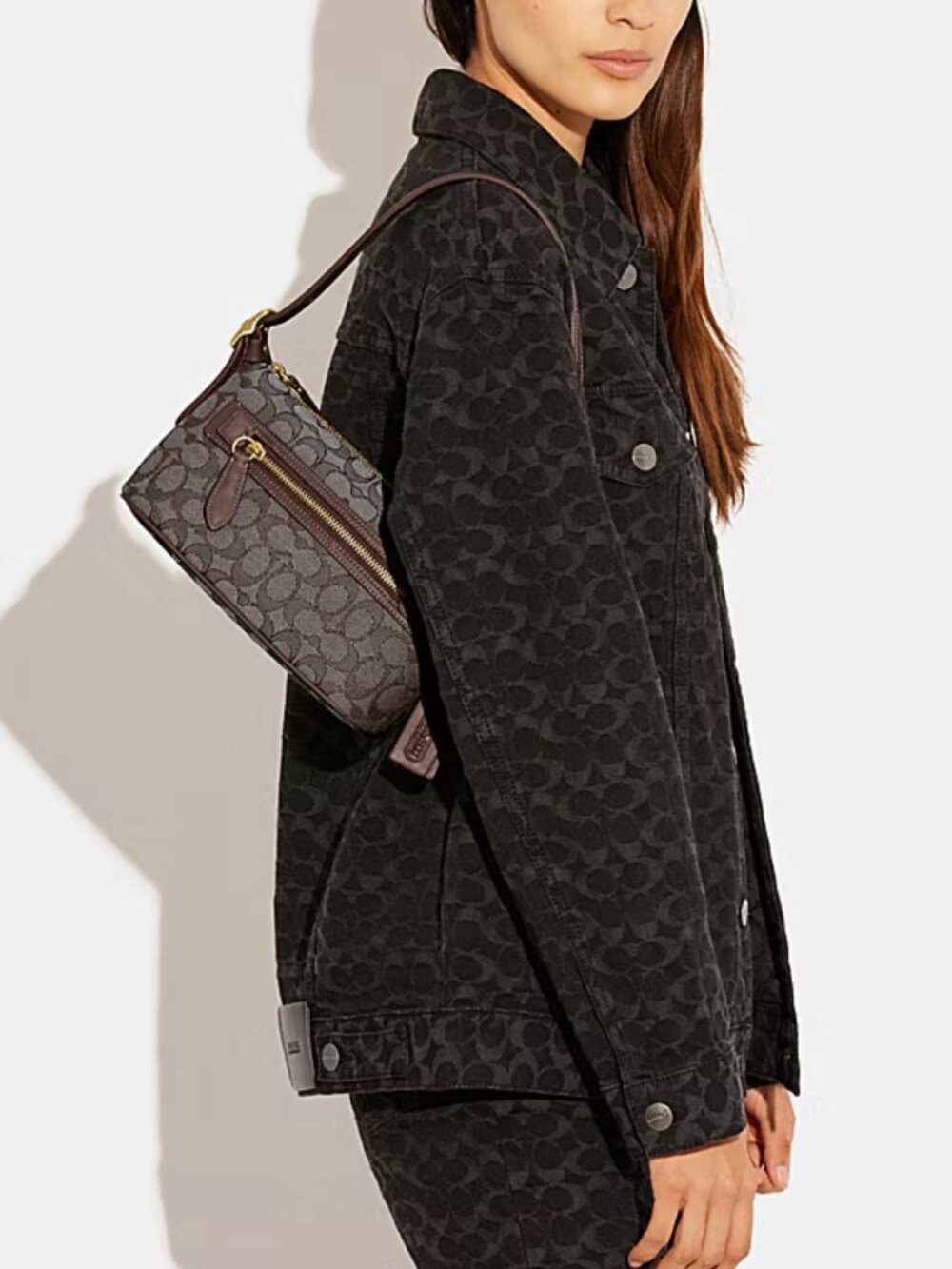 Coach Demi Signature Monogram Jacquard Shoulder Bag - Picture 2 of 16